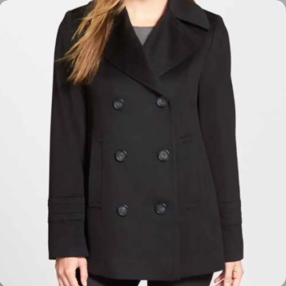 Michael Kors Black Wool Blend Peacoat Size Medium